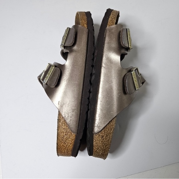 Birkenstock Arizona Gold Sandals Women's 36 5.5 Cork Footbed Vegan Straps - Picture 5 of 9